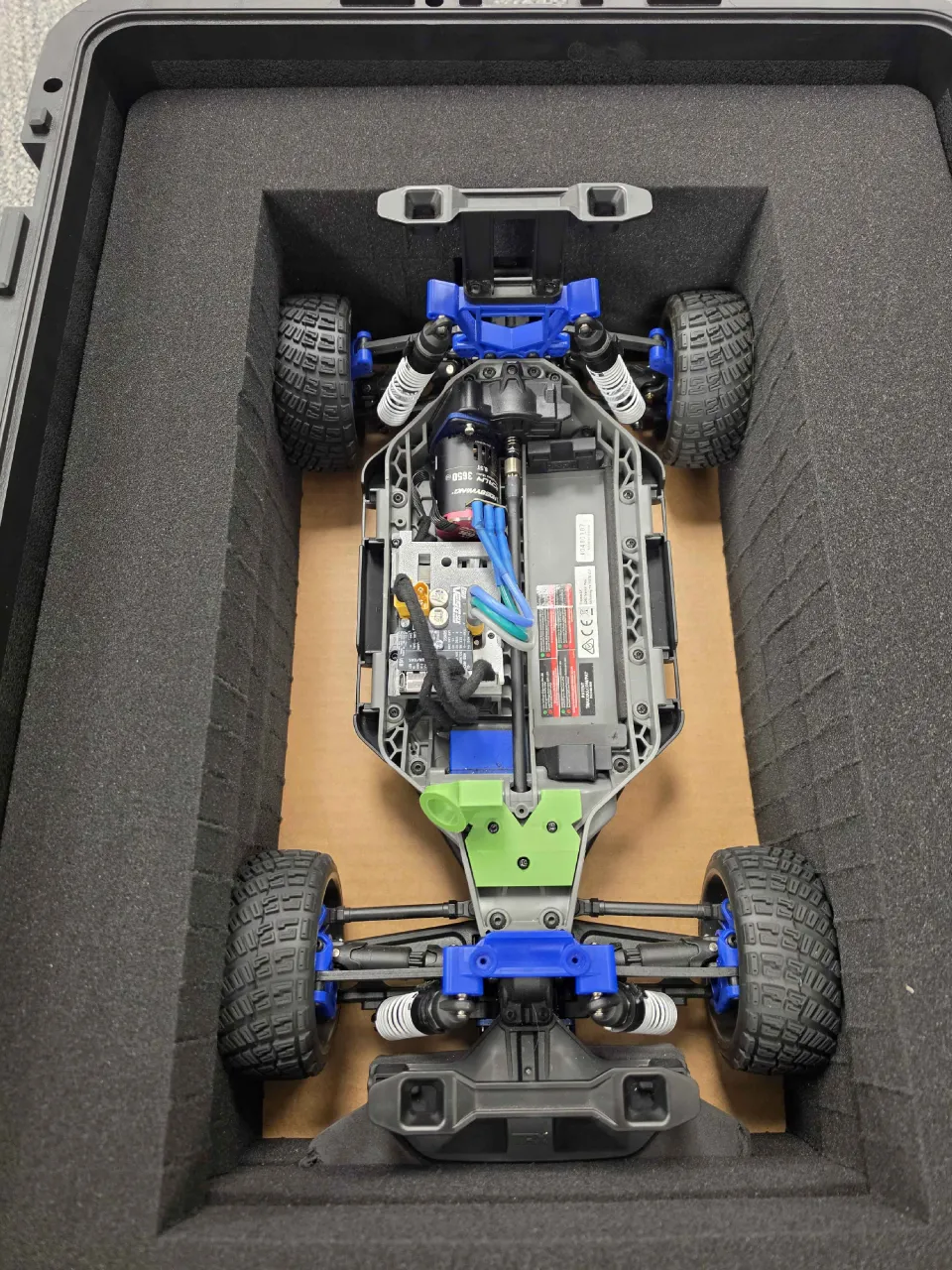 GOAT RACER packed in its foam-cut hard case