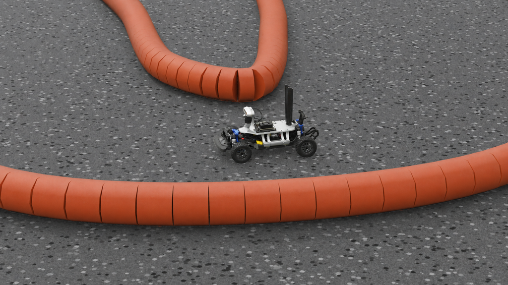 GOAT RACER digital twin on a track in Isaac Sim